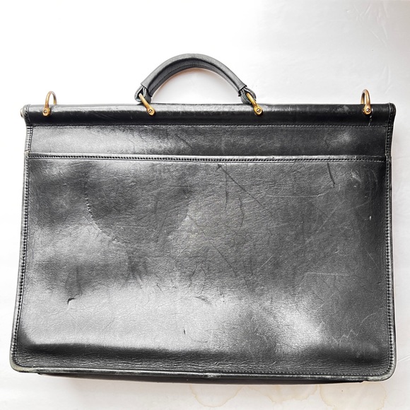 Vintage Black Coach Leather Briefcase Satchel Laptop Case - Picture 3 of 14